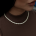 Collar con eslabones de estrella y pavé redondos - 6mm