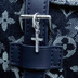 Iced Micro Cross Clip On Charm  Pendant in White Gold