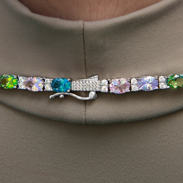 Collar de piedras Royal Tennis con corte ovalado multicolor mixto - 5 mm