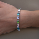 Pulsera de Tenis de Piedras Reales con Corte Ovalado Mezclado Multicolor - 5 mm