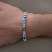 Multicolor Mixed Oval Cut Tennis Royal Stones Bracelet- 5mm
