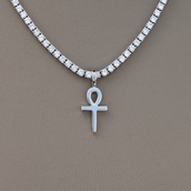 Micro Simple Ankh Cross Pendant in White Gold