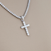 Women's Moissanite Diamond Cross Pendant in White Gold Vermeil
