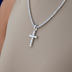 Women's Moissanite Diamond Cross Pendant in White Gold Vermeil
