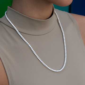 Collar de tenis de moissanita en plata de ley - 3 mm