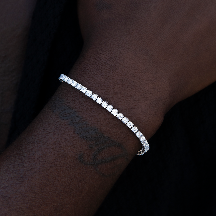 Moissanite Diamond Tennis Bracelet in White Gold Vermeil- 3mm