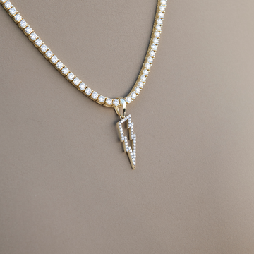 Women's Moissanite Diamond Micro Lightning Bolt Pendant in Yellow Gold Vermeil