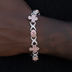 Pulsera de mal de ojo con piedras baguette en oro rosa