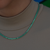Collar de microtenis de diamantes esmeralda en oro blanco