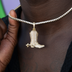 Iced Cowboy Boot Pendant in Yellow Gold