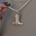 Iced Cowboy Boot Pendant in Yellow Gold