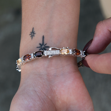 Pulsera de piedras en tonos marrones con corte ovalado multicolor - 5 mm