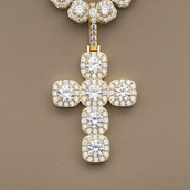 Cushion Cut Stone Cross Pendant in Yellow Gold