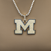 Large University of Michigan Wolverines Official NCAA Logo Pendant in Yellow Gold