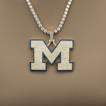 Large University of Michigan Wolverines Official NCAA Logo Pendant in Yellow Gold