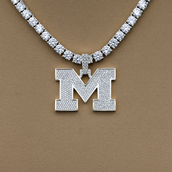 University of Michigan Wolverines Official NCAA Micro Logo Pendant in White Gold
