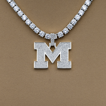 University of Michigan Wolverines Official NCAA Micro Logo Pendant in White Gold