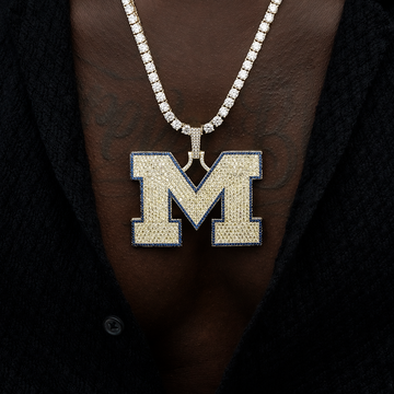 Large University of Michigan Wolverines Official NCAA Logo Pendant in Yellow Gold