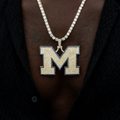 Large University of Michigan Wolverines Official NCAA Logo Pendant in Yellow Gold