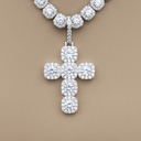 Colgante de oro blanco con cruz de piedra talla cojín