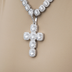 Colgante de oro blanco con cruz de piedra talla cojín