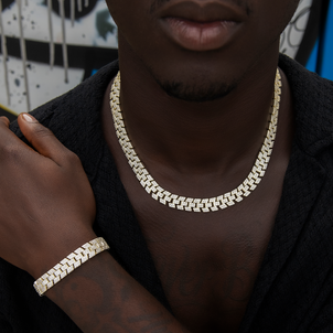 Diamond Spine Chain + Bracelet Bundle in Yellow Gold