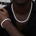 Paquete de cadena y pulsera de eslabones de serpiente con pavé de diamantes en oro blanco - 6 mm