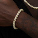 Pulsera de eslabones de serpiente con pavé de diamantes en oro amarillo de 6 mm