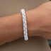 Diamond Pave Snake Link Bracelet in White Gold-6mm