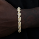 Pulsera Brazalete de Cuerda de Diamantes en Oro Amarillo - 10mm
