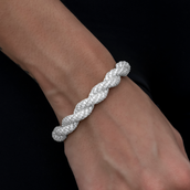 Diamond Rope Cuff Bracelet in White Gold- 10mm