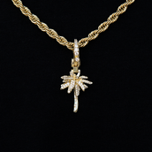 Palm Tree Clip On Pendant in Yellow Gold