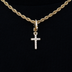 Colgante Iced Micro Cross con Cierre de Clip en Oro Amarillo
