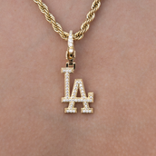 Los Angeles Dodgers Official MLB Micro Logo Clip On Charm Pendant in Yellow Gold