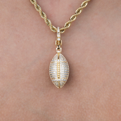 Football Clip On Charm Pendant in Yellow Gold