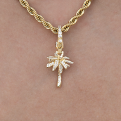 Palm Tree Clip On Charm Pendant in Yellow Gold