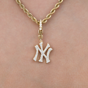 Colgante de amuleto con clip con micro logotipo oficial de los New York Yankees de la MLB en oro amarillo