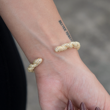 Diamond Rope Cuff Bracelet in Yellow Gold- 6mm