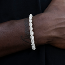 Diamond Rope Cuff Bracelet in White Gold- 6mm