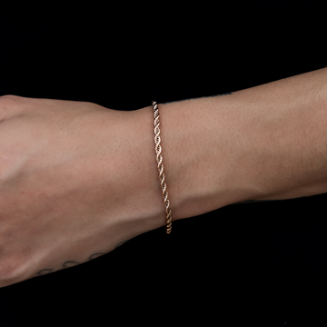 Pulsera de cuerda en oro rosa - 2 mm