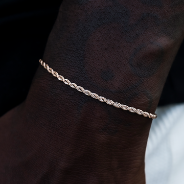 Pulsera de cuerda en oro rosa - 2 mm