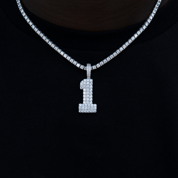Pave Number Pendants in White Gold