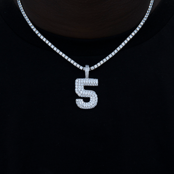 Pave Number Pendants in White Gold