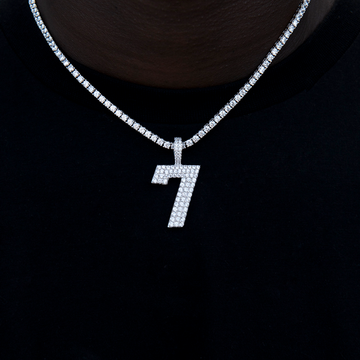 Pave Number Pendants in White Gold