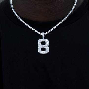 Pave Number Pendants in White Gold