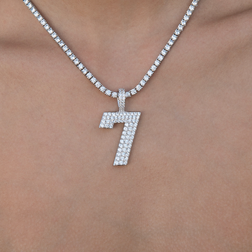 Pave Number Pendants in White Gold