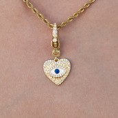 Evil Eye Coin Clip On Charm Pendant in Yellow Gold