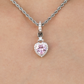 Micro Iced Pink Heart Clip On Charm Pendant in White Gold