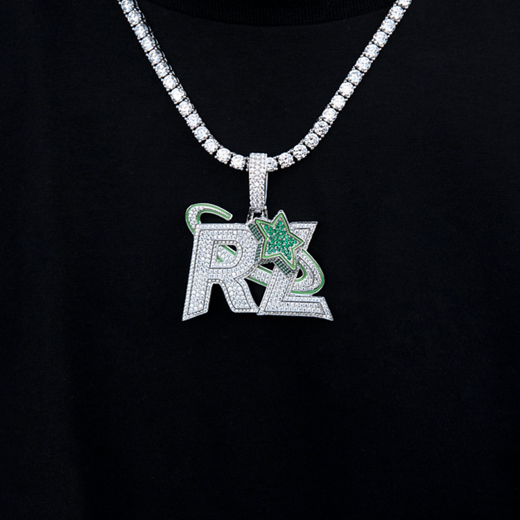 ロト　テスラネックレス MOISSANITE Hip Hop 925 Silver / Gold Rolex Crown King Dog Tag Iced