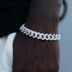 Pulsera cubana de diamantes baguette en oro blanco - 12 mm
